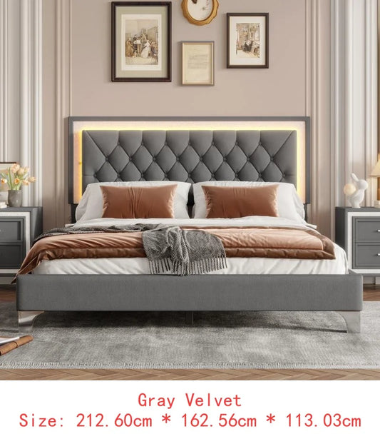 Modern Upholstered Bedroom Set with LED Lighting