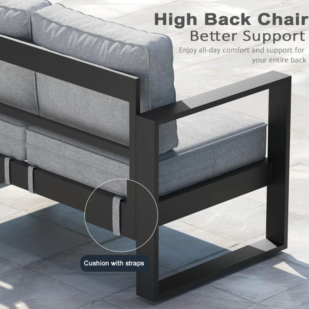 Metal Modern Armchair Set of 2 with Washable Thick Cushions