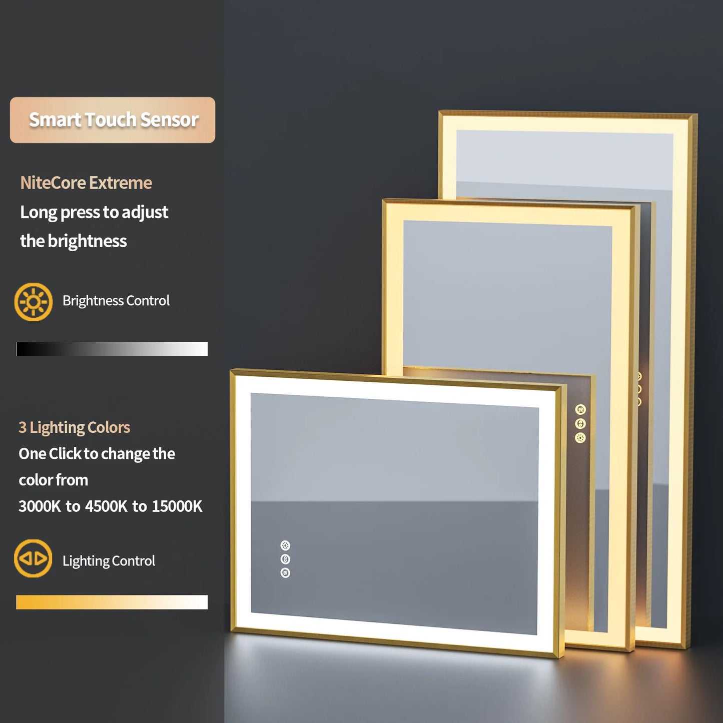 LED Vanity Mirror Gold Frame