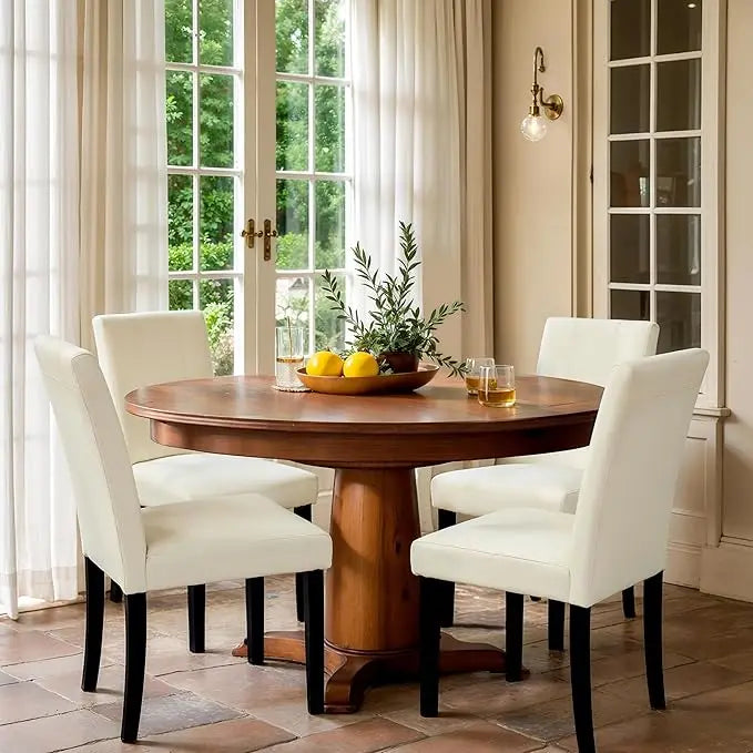 Faux Leather High Back Upholstered Parsons Dining Chairs Set
