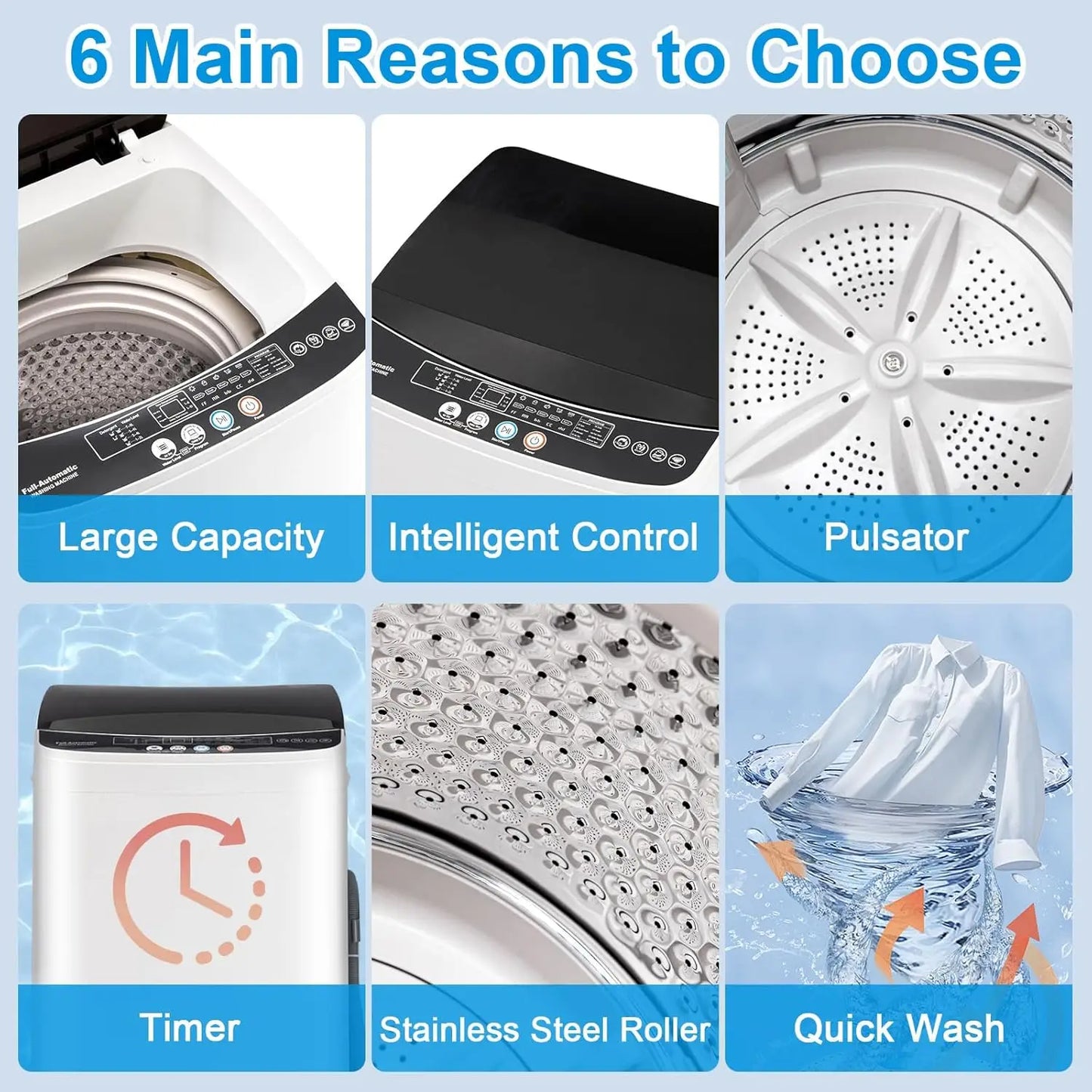 Full Automatic Washer and Spinner with Child Lock & Energy-Saving