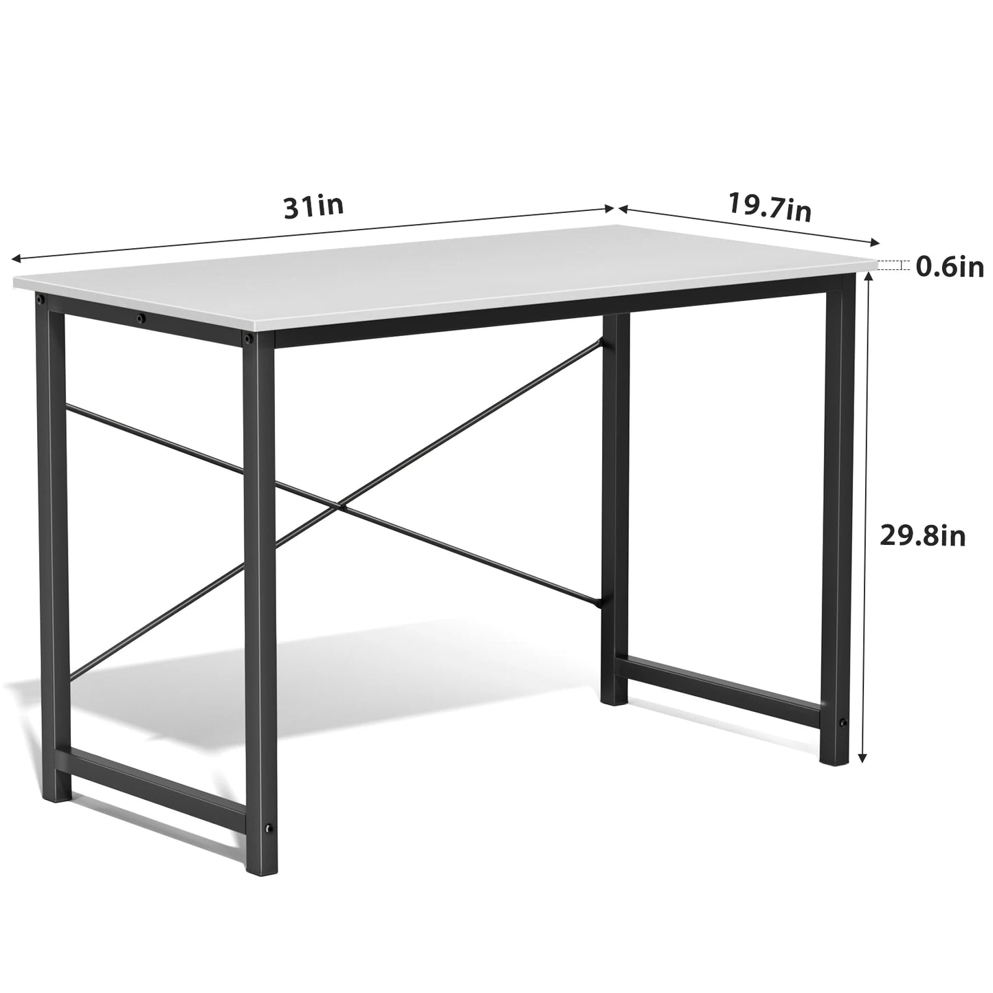 Computer Office Desk With Metal Frame Wood Tabletop