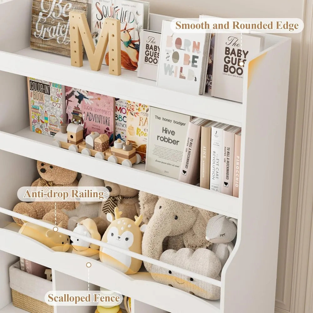 Bookshelf with Toy Storage Organizer with 3 Movable Bins