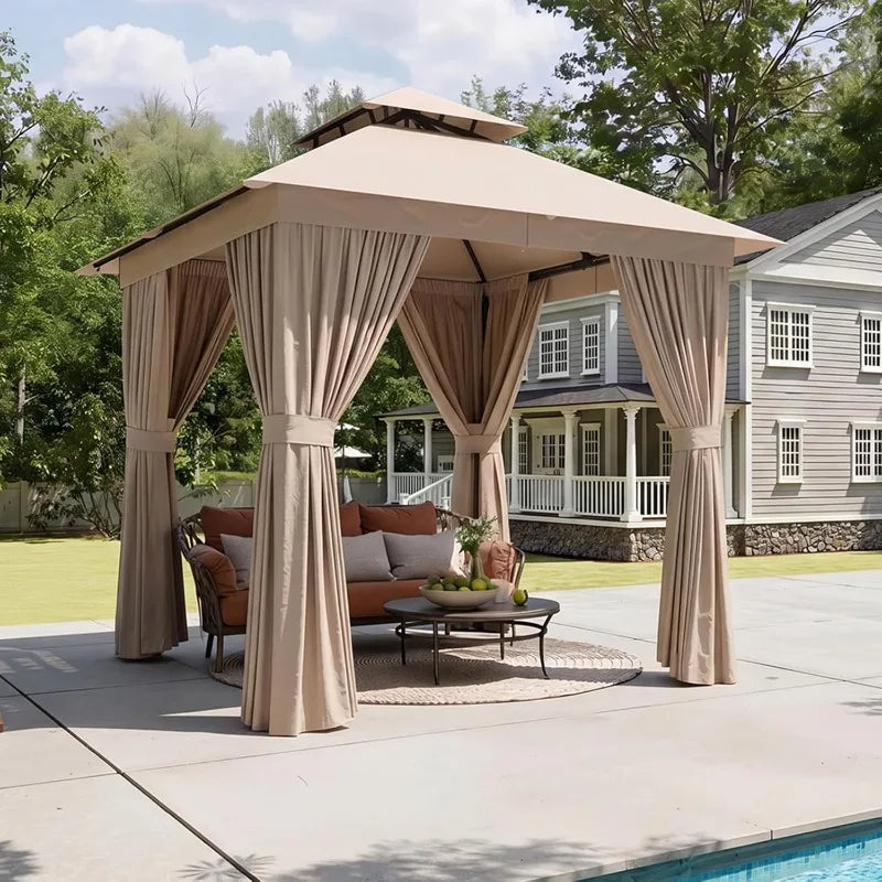 Heavy Duty Metal Frame Canopy with Double Roofs