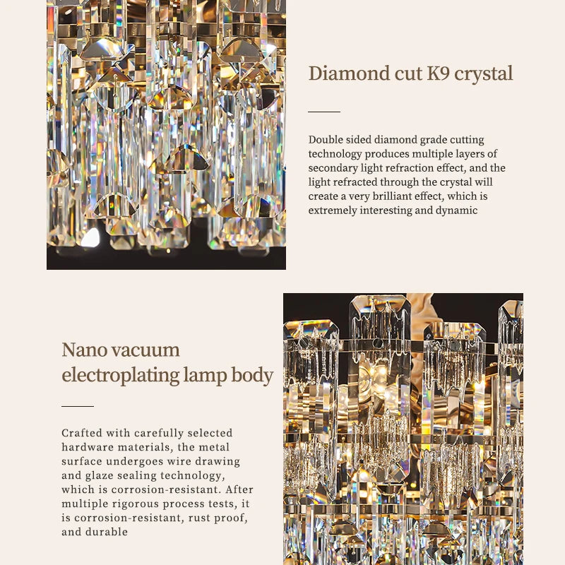 Modern Led Ceiling Hanging Crystal Chandelier
