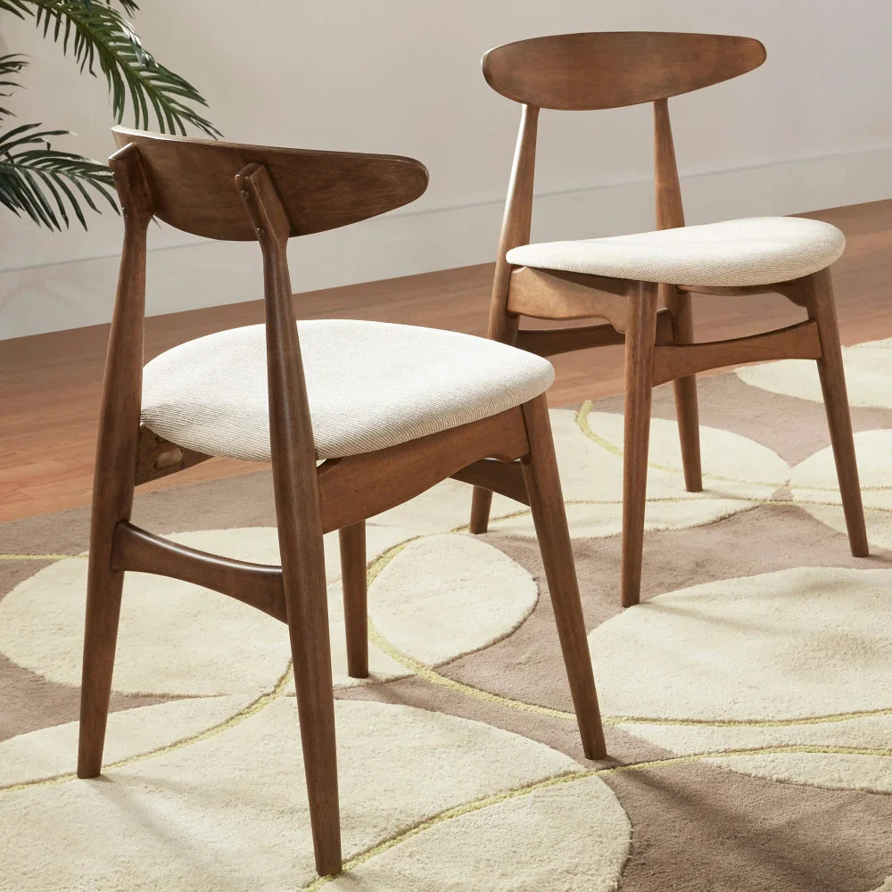 Mid Century Modern Upholstered Wood Chairs