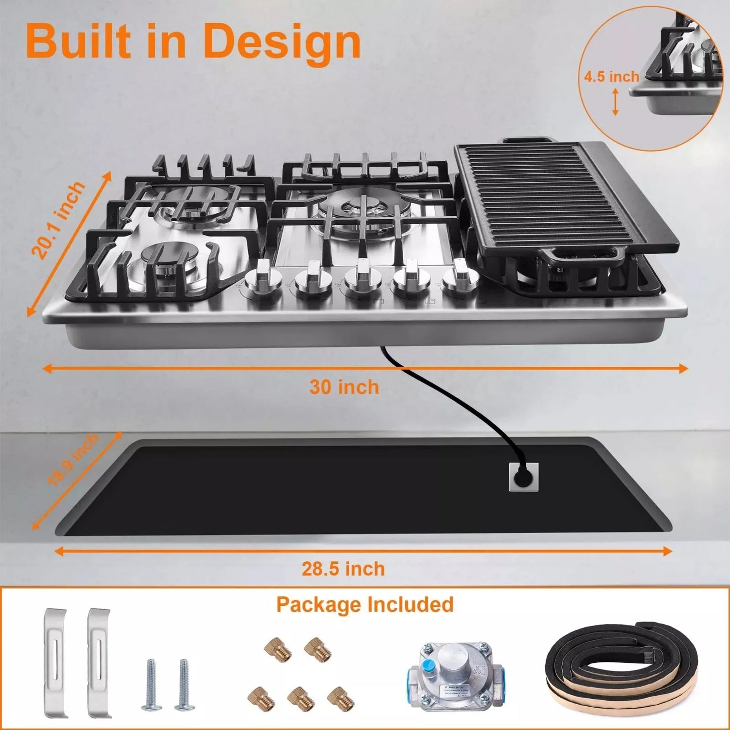 Built-in Hob with Grill Gas Cook Top