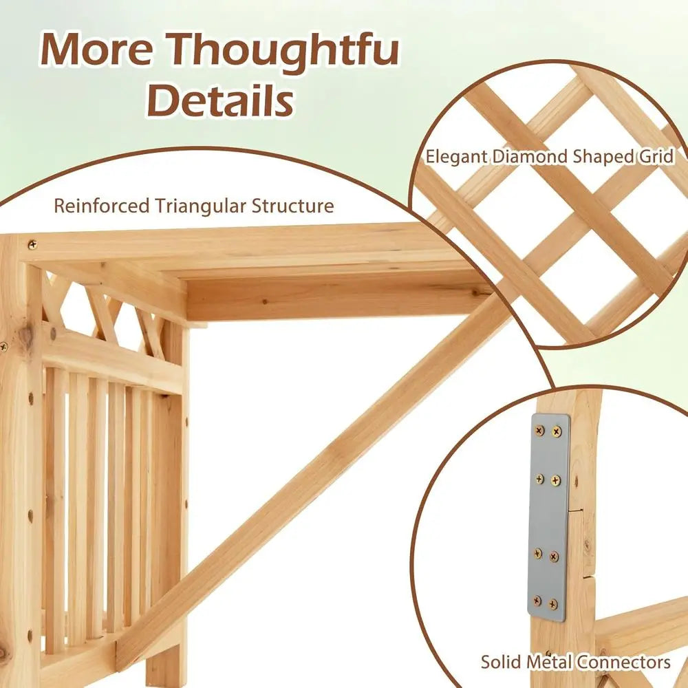 Wooden Garden Arbor with an Arch for Climbing Plants
