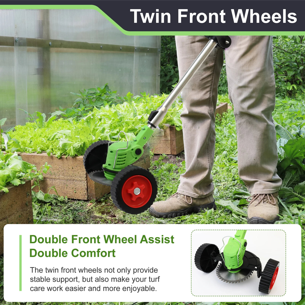 Electric Cordless Lawn Mower with Auxiliary Wheelbase