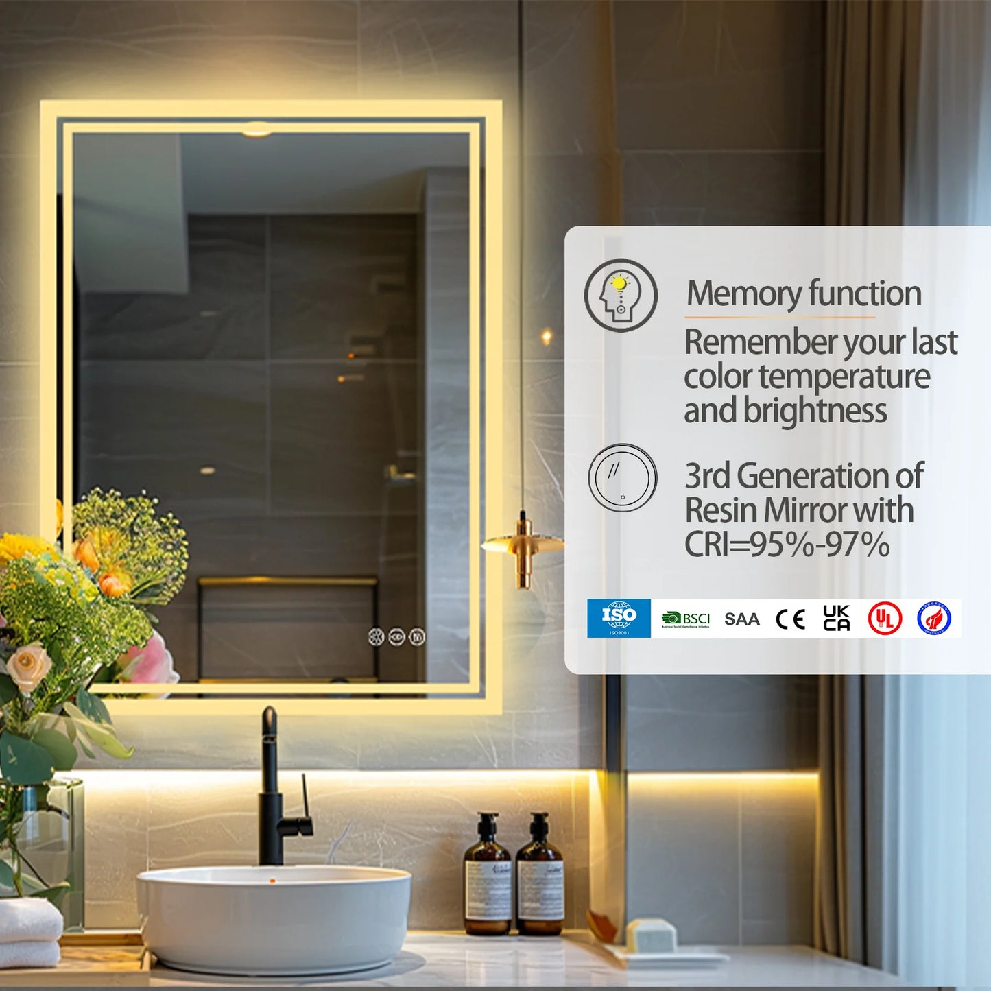 Vanity Mirror with Dimmable Lights