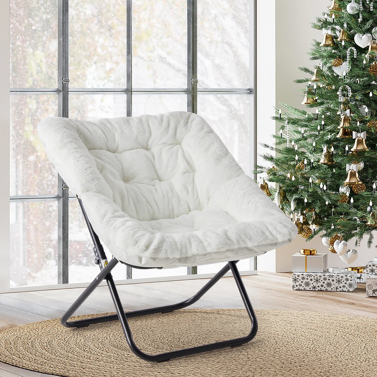 Large Size Cozy Soft Faux Fur Saucer Chairs