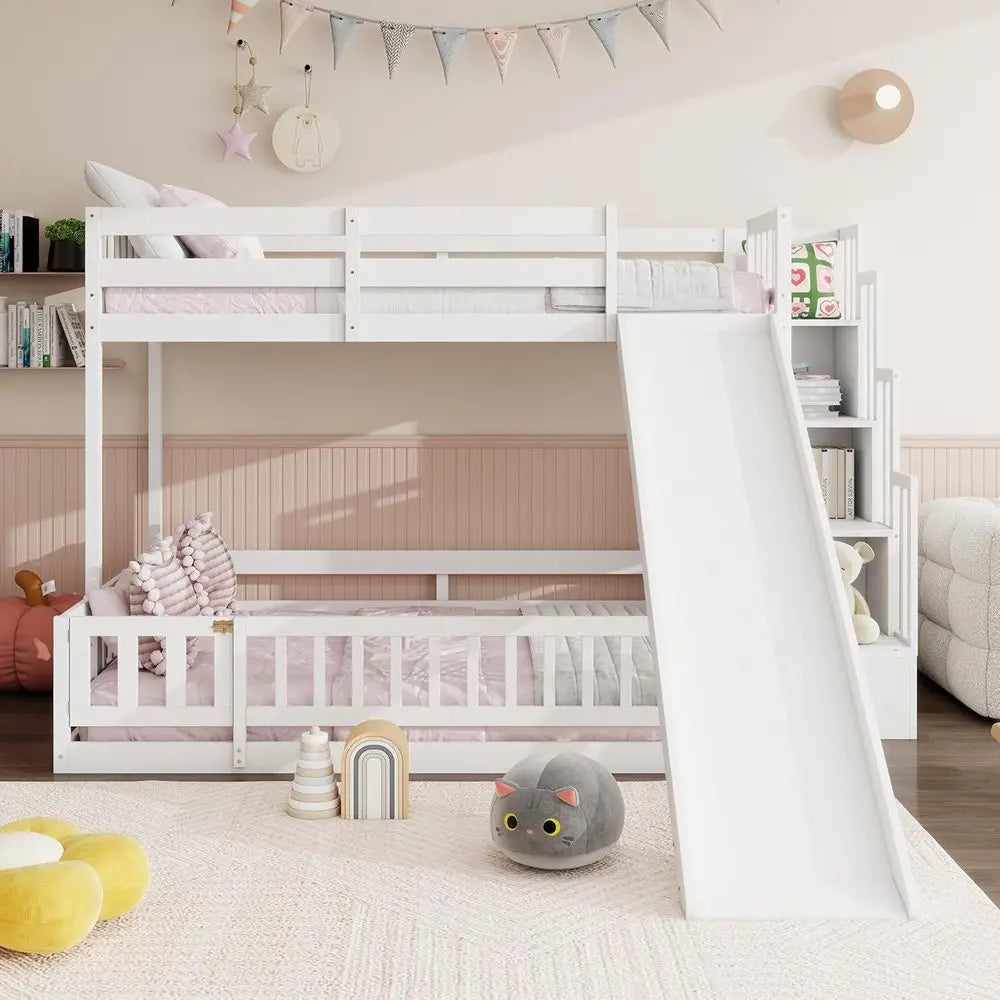 Twin Over Full Bunk Bed with Slide