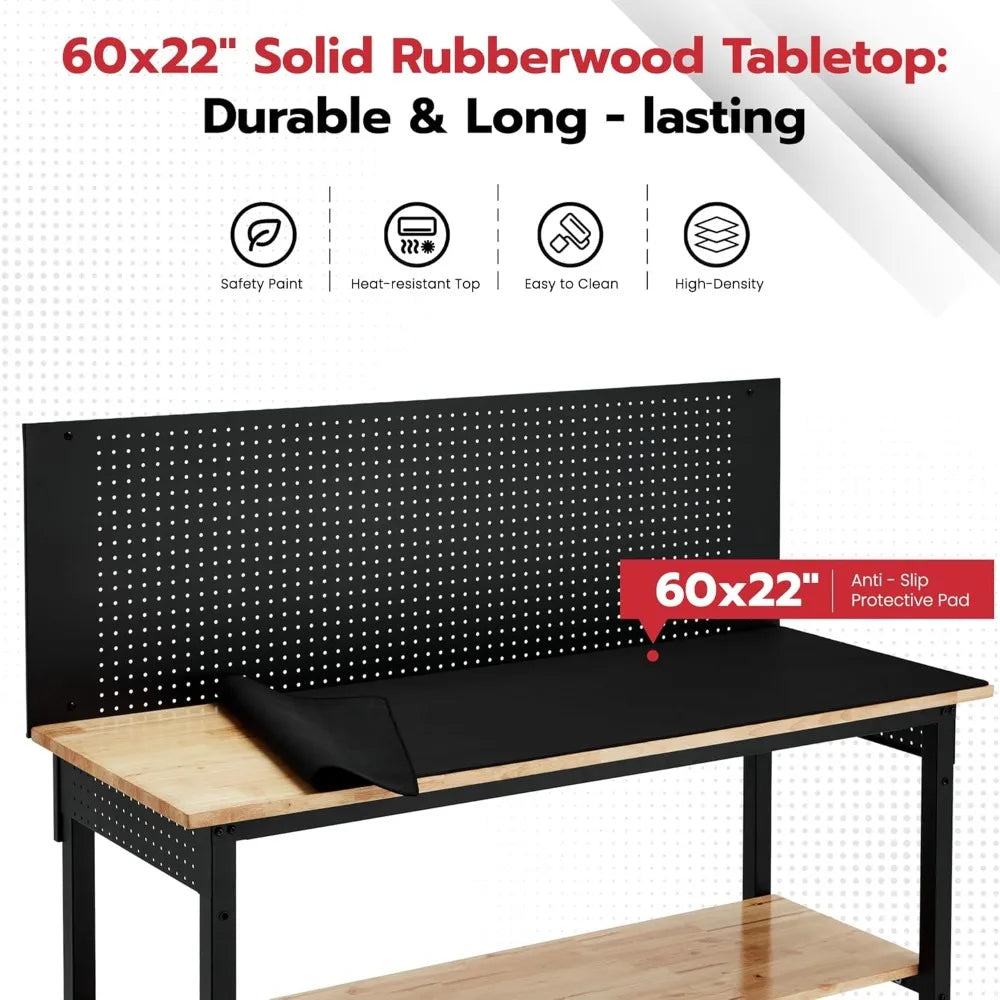 Heavy Duty Adjustable Workstation with USB Power Outlets/Wheels