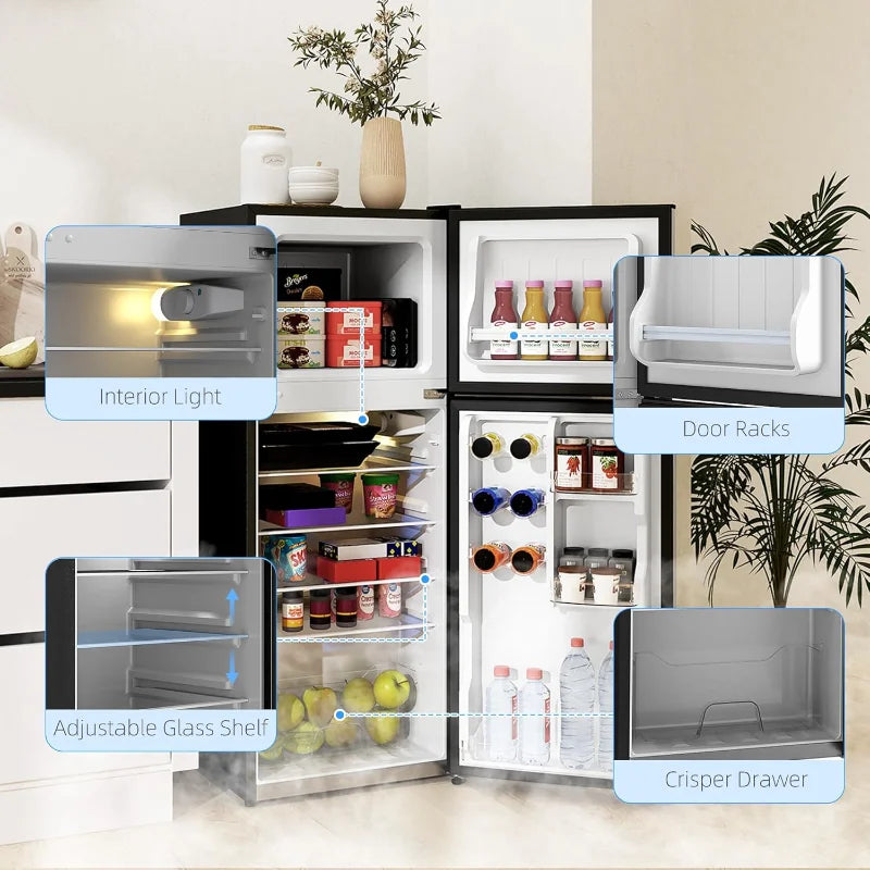 Mini Fridge with Freezer with Double Door