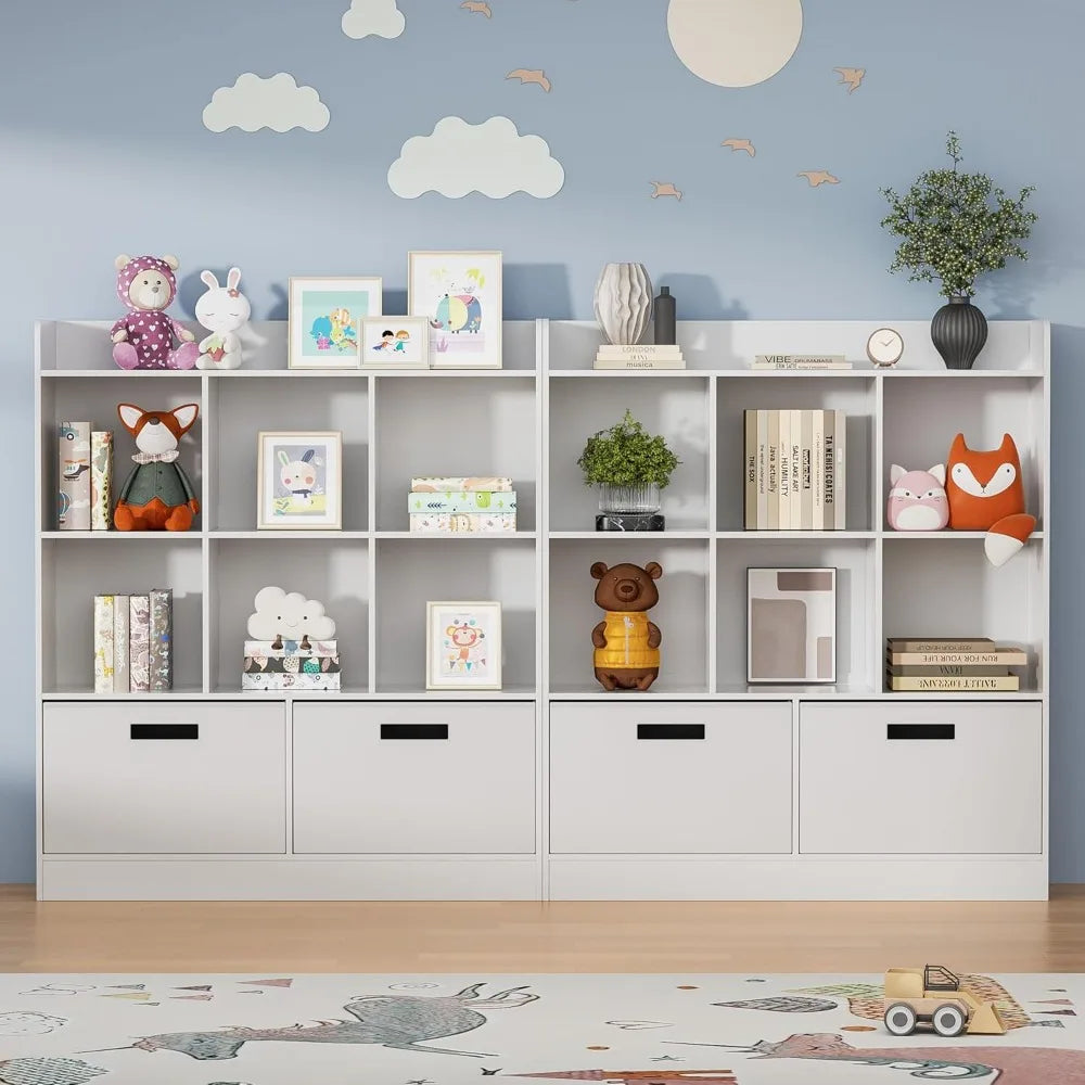 8 Cube Kids Bookshelf with Fabric Drawers
