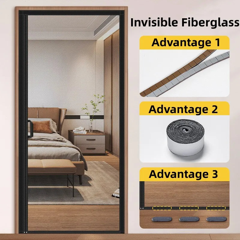Black Magnetic Door Screen Fiberglass Mesh