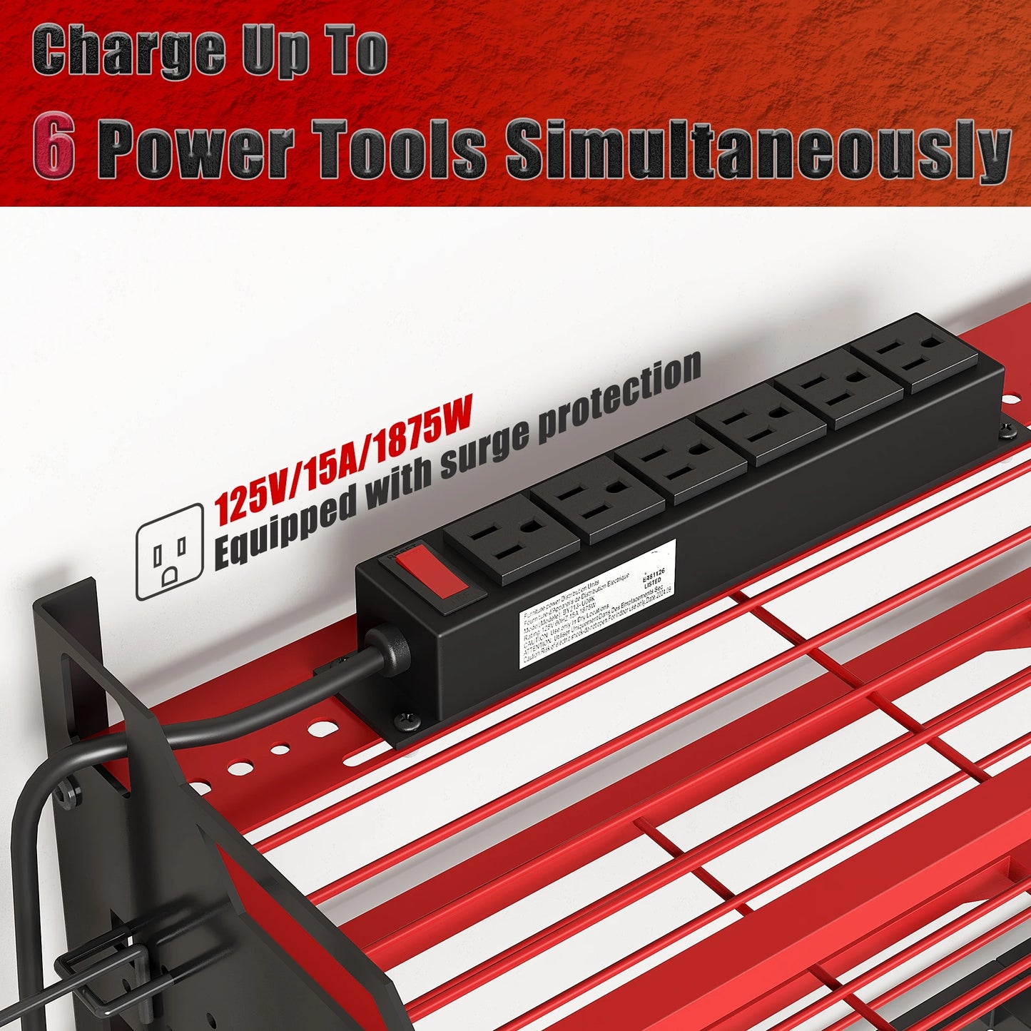 Heavy Duty Tool Organizer Wall Mount with Charging Station