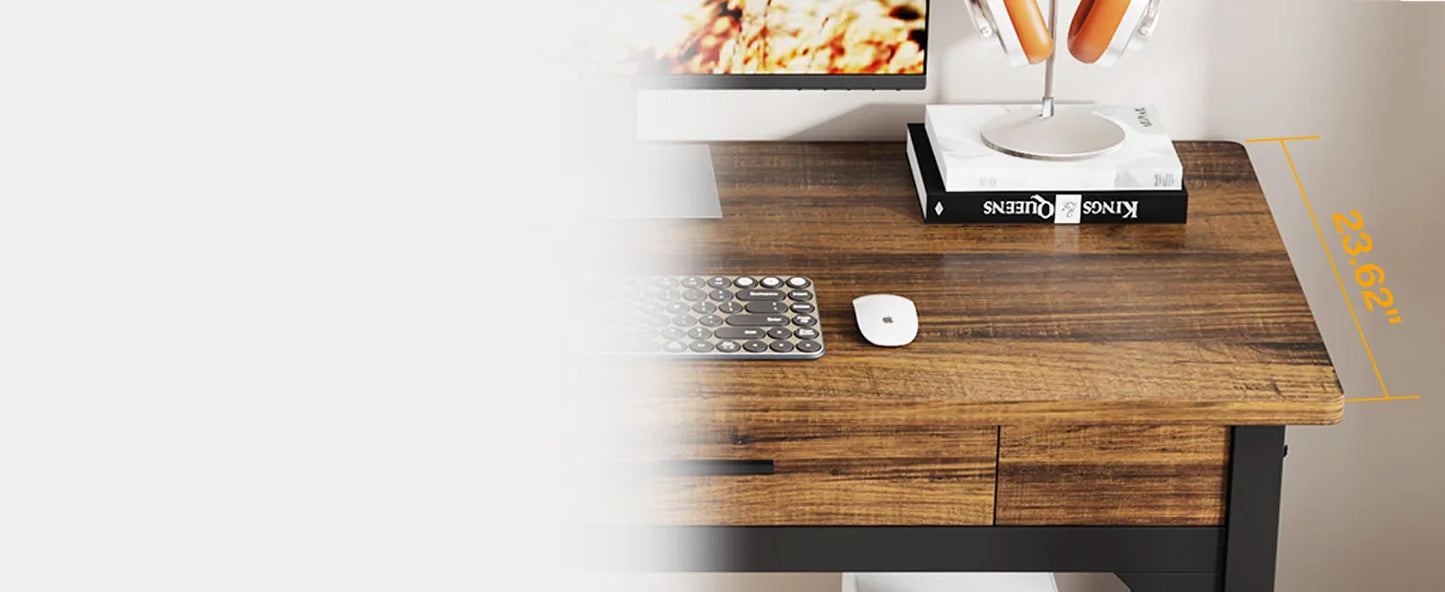 Double Long Desk with Drawers