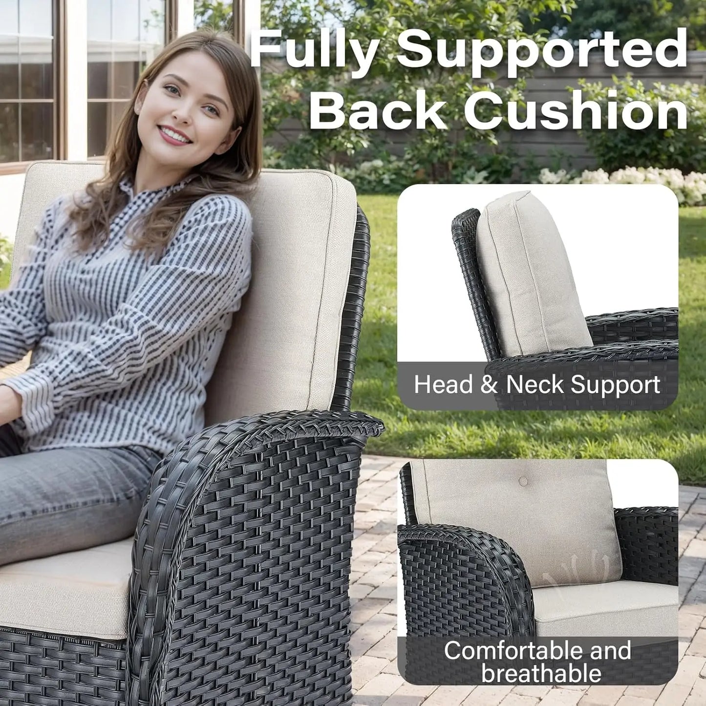 Outdoor Swivel Rocker Glider Chairs with Side Table