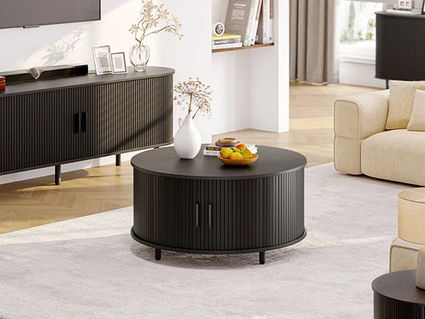 Modern Round Coffee Table with Storage