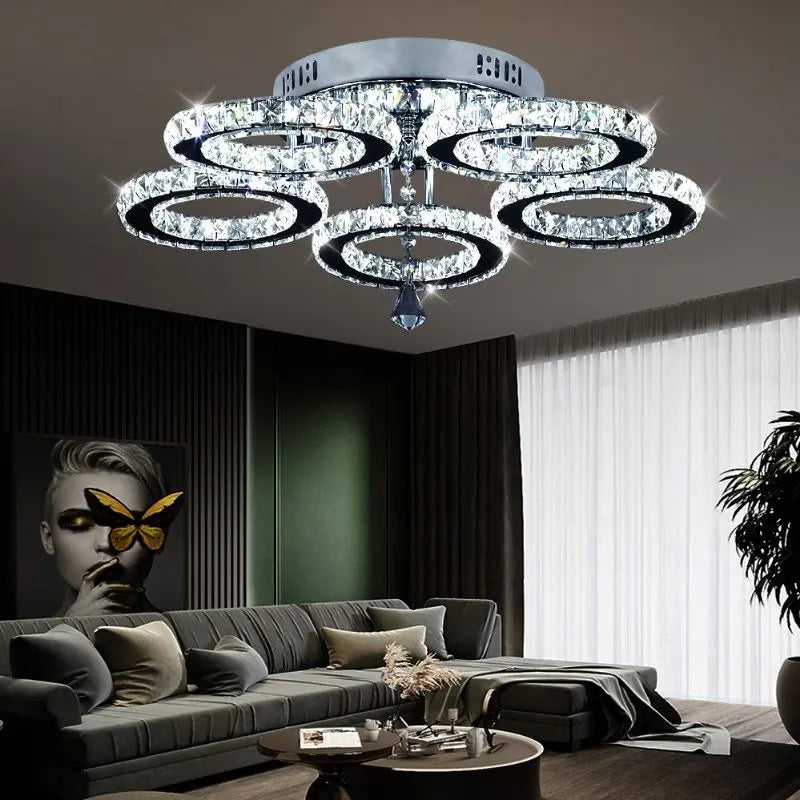 Luxury Crystal Chandelier Modern Ceiling Fan Light