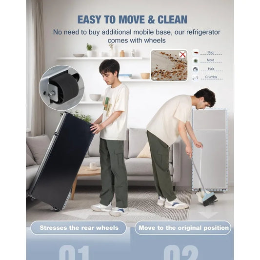 Small Fridge with Freezer with 7 Settings Temperature