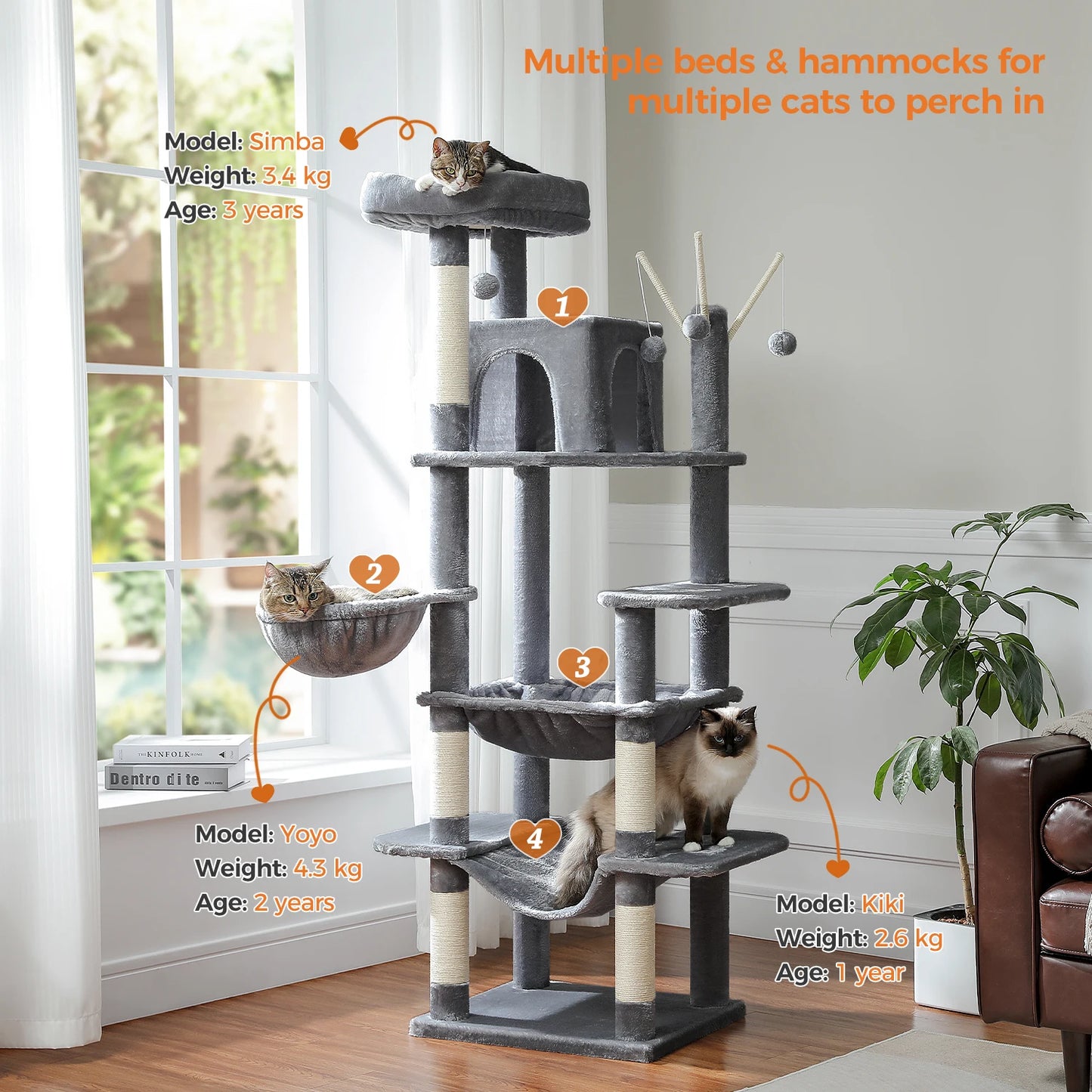 Multi-Level Plush Cat Condo with Scratching Posts