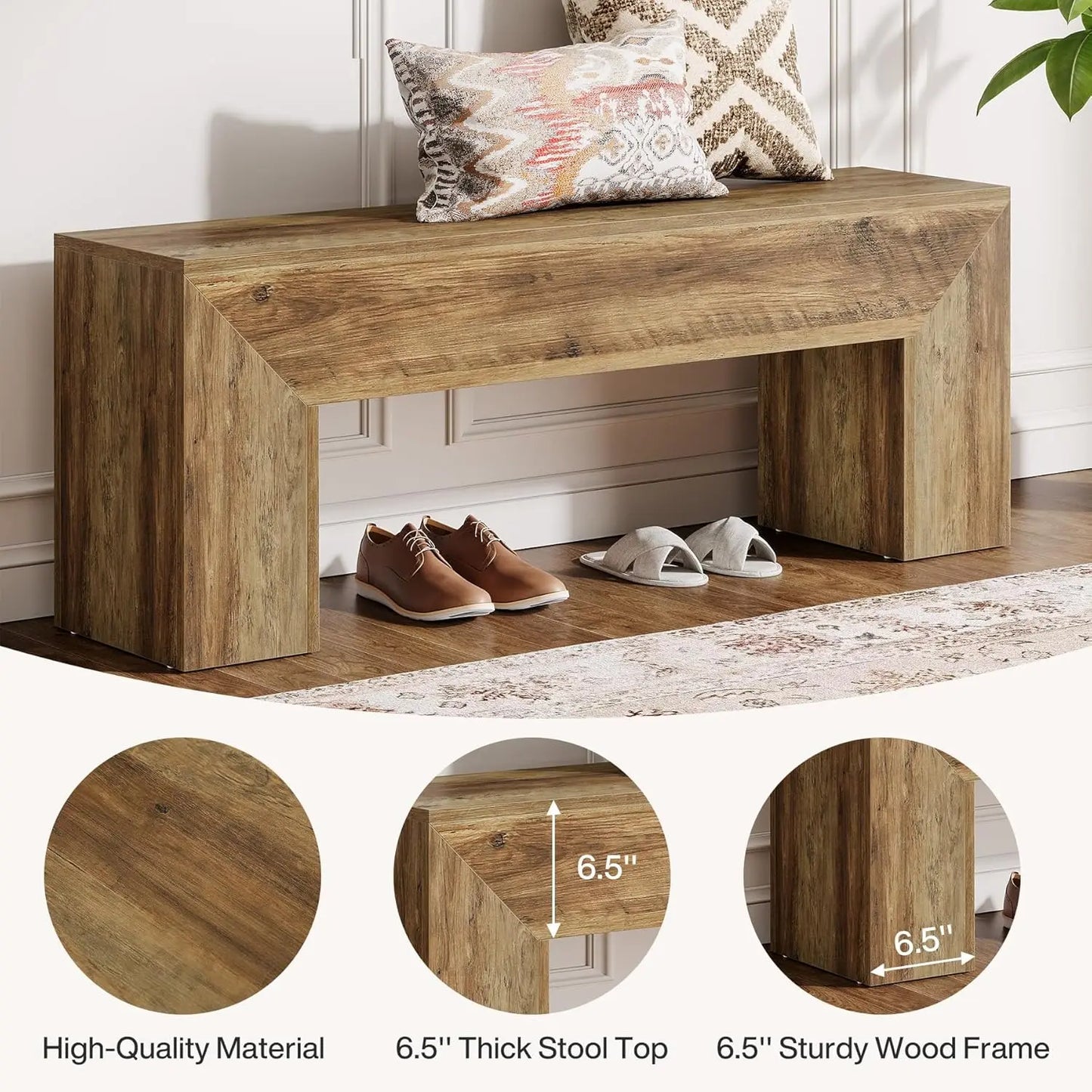 Wooden Entryway Bench