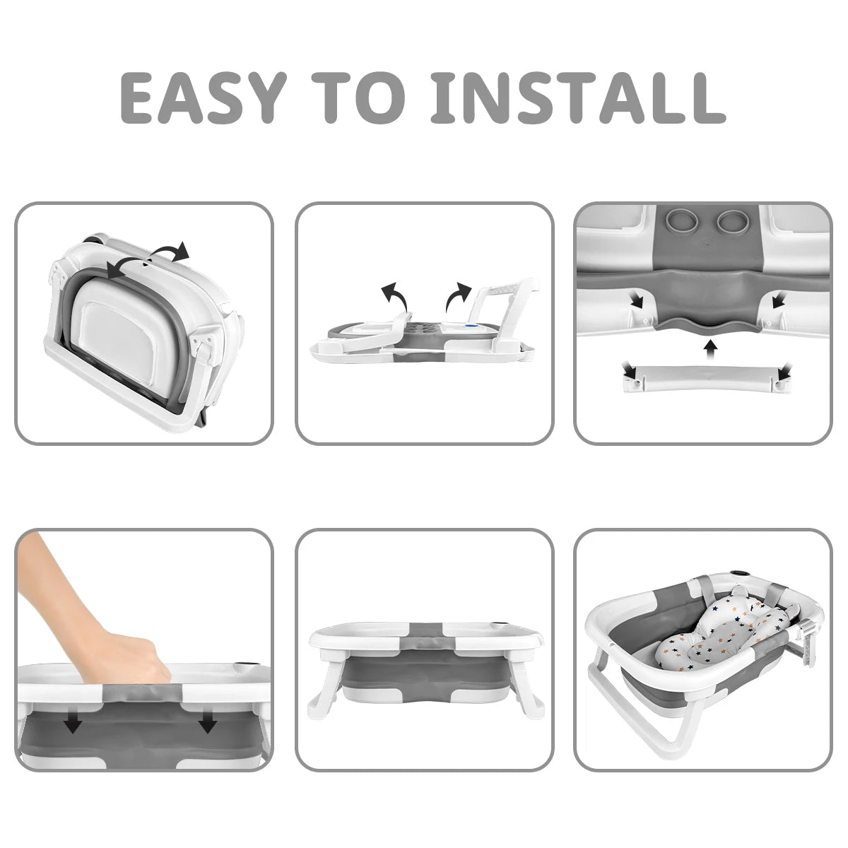 Baby Bathtub With Soft Cushion And Thermometer