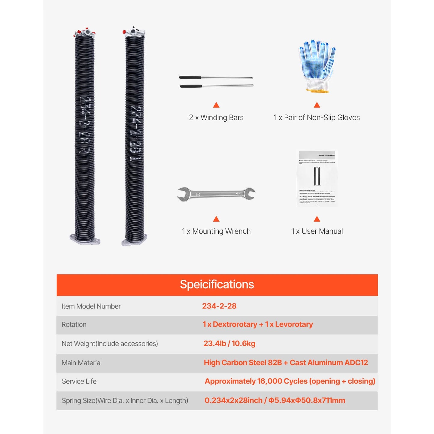 Electrophoresis Black Coated for Replacement Garage Door Torsion Springs
