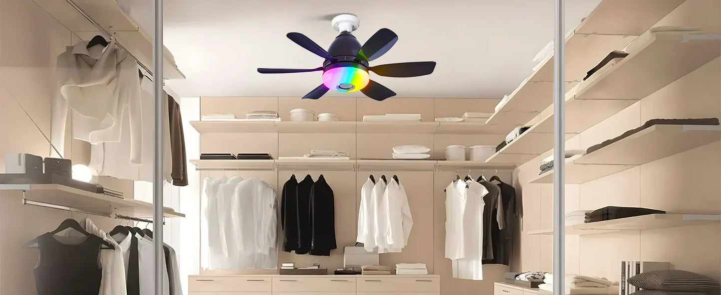 Socket Ceiling Fan RGB Light Bluetooth Speaker with Remote