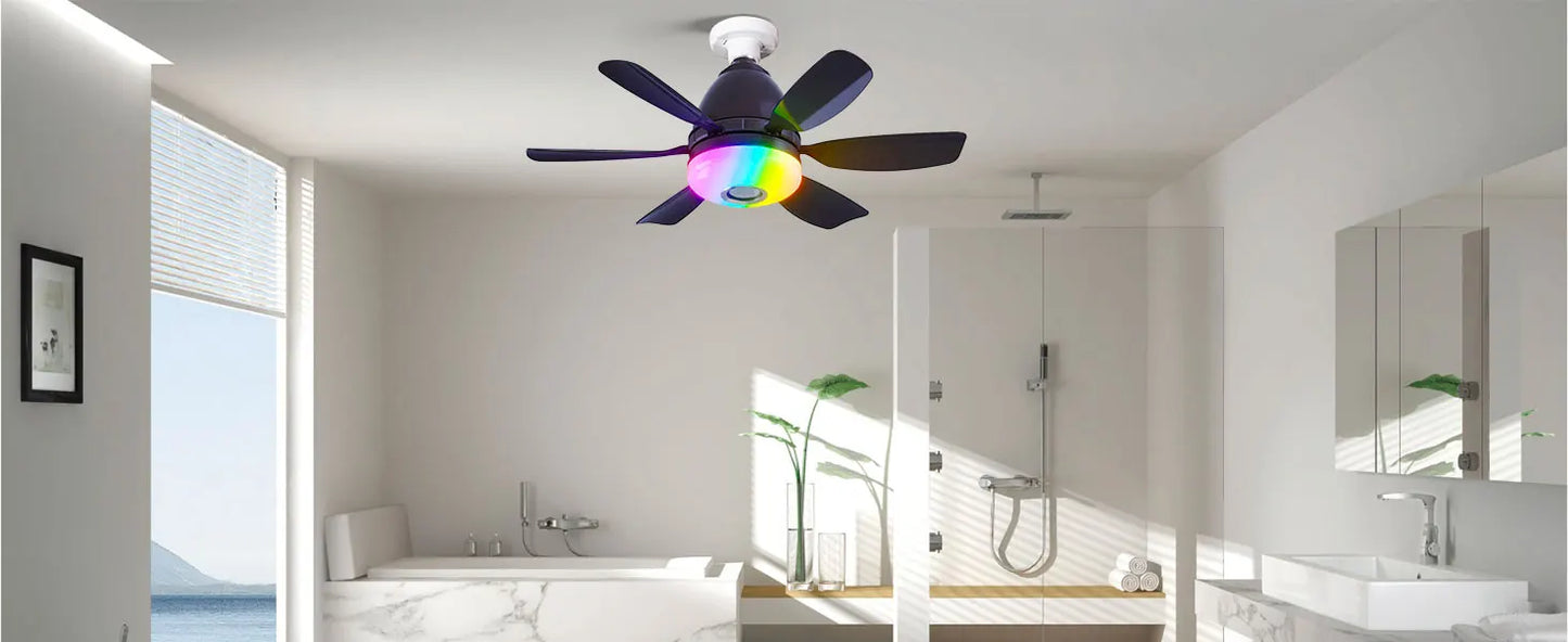 Socket Ceiling Fan RGB Light Bluetooth Speaker with Remote