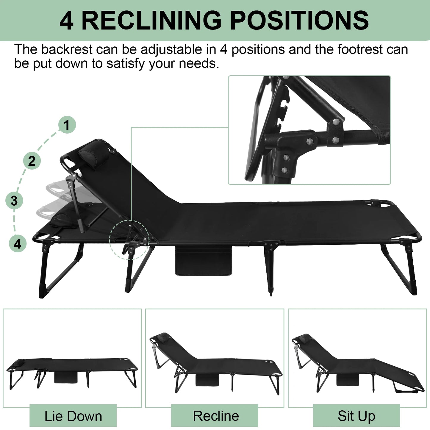 Adjustable Reclining Lounge Chair with Pillow