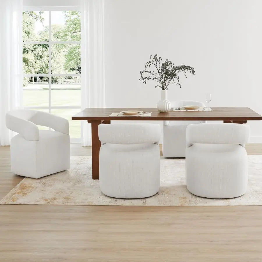 Modern Barrel Side Armchair with Rollers