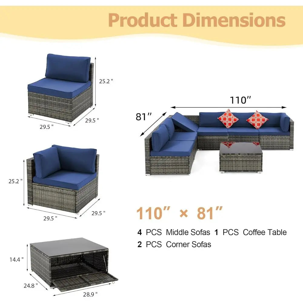 7-Piece Storage, Cushions, Pillows Furniture Set