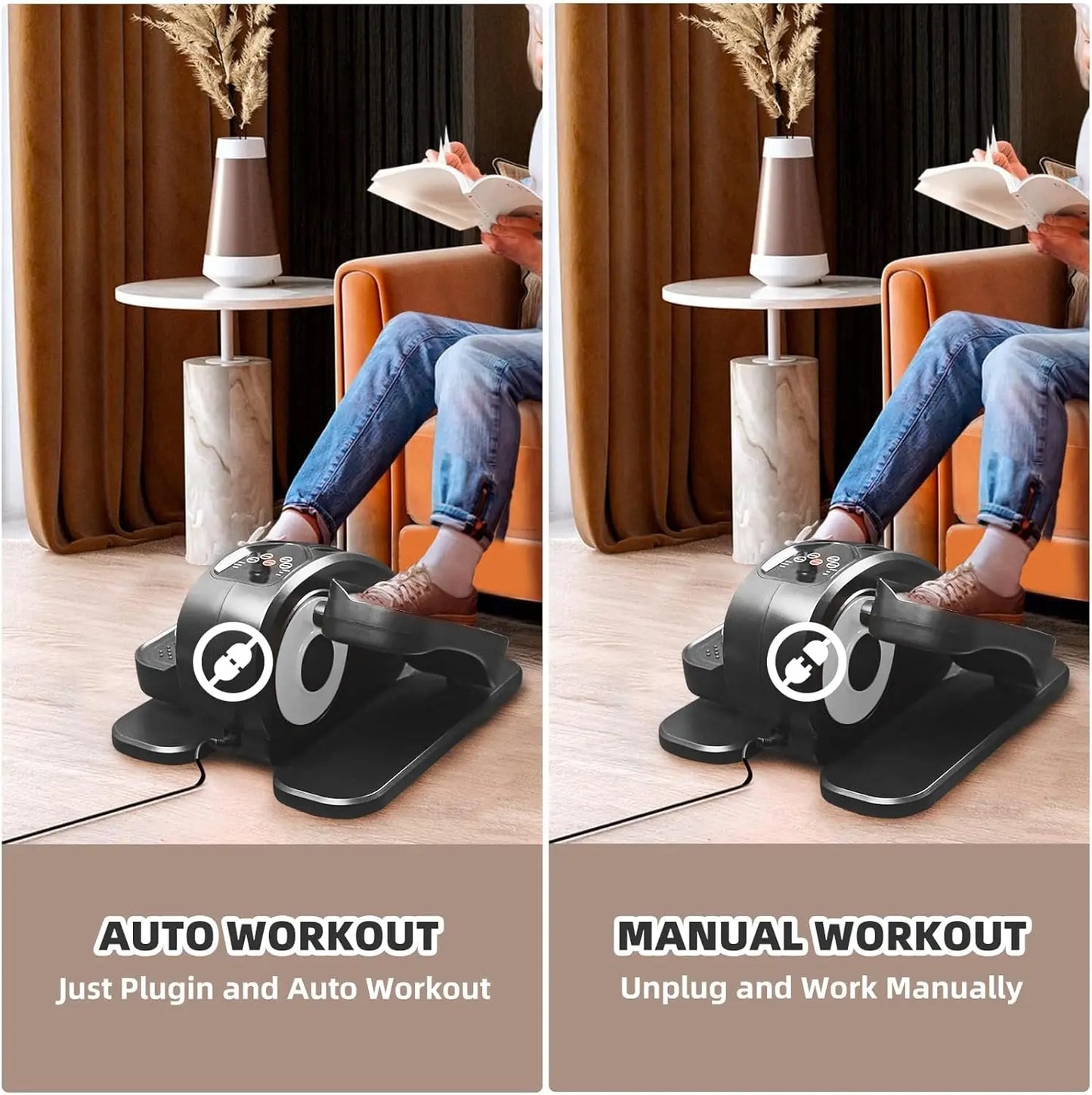 Elliptical - Portable Leg Exerciser Compact Seated with Remote Control