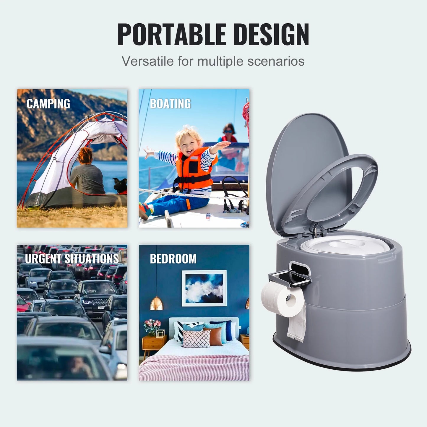 Bedroom Portable Toilet with Detachable Inner Bucket