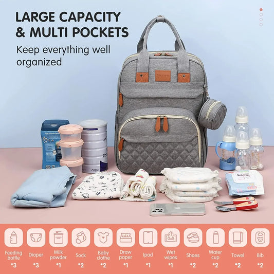 Diaper Bag Backpack with Foldable Baby Bed Waterproof