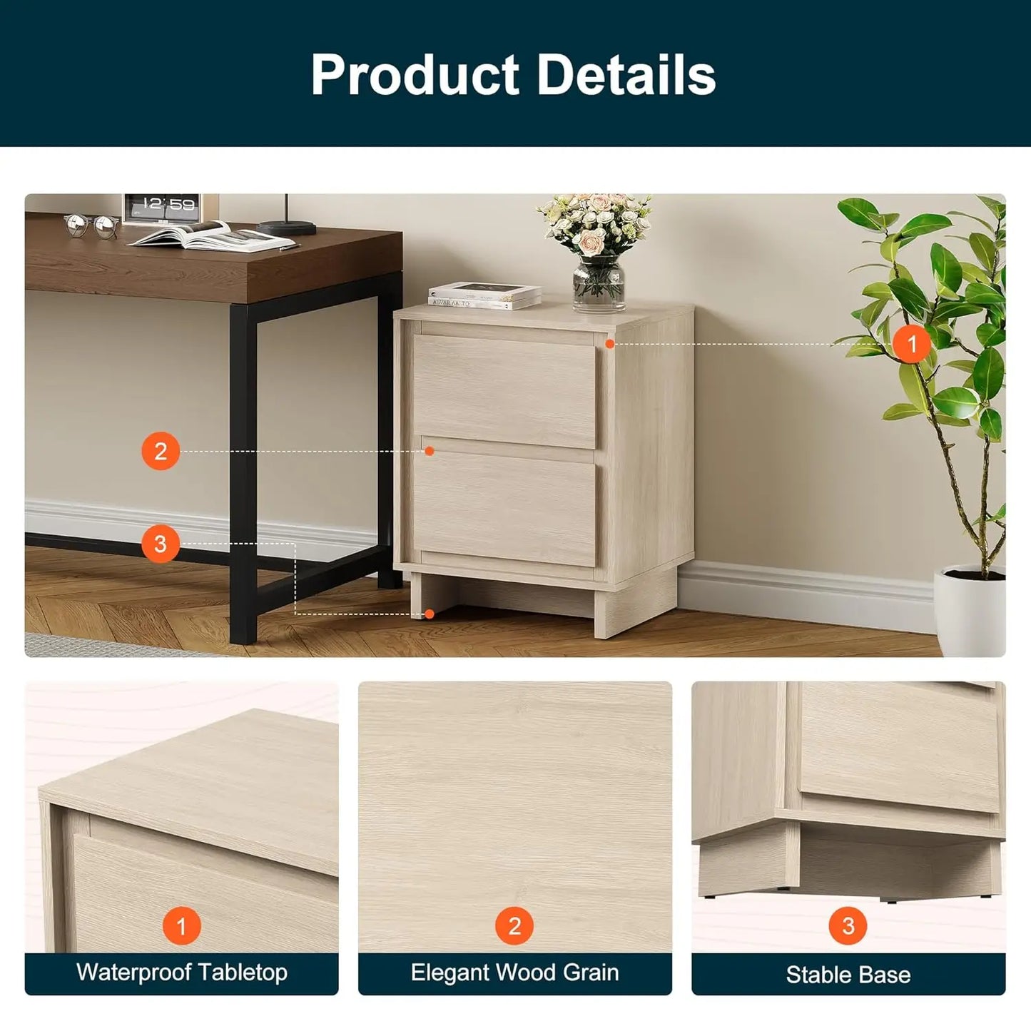 Modern Nightstand with Storage