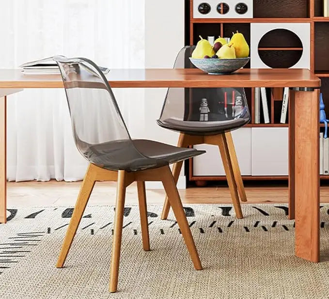 Modern Acrylic Accent Chair with PU Leather Cushions Seat and Wood Legs (Chairs Only)