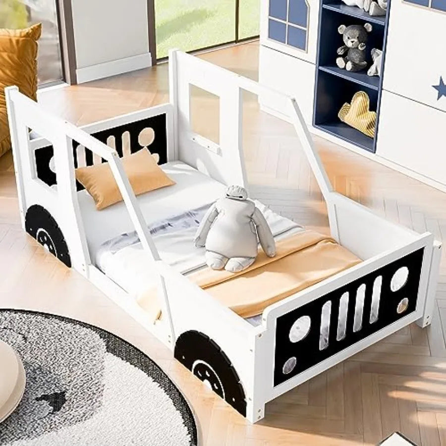 Montessori Floor Bed Car-Shaped Platform Design with Wheels