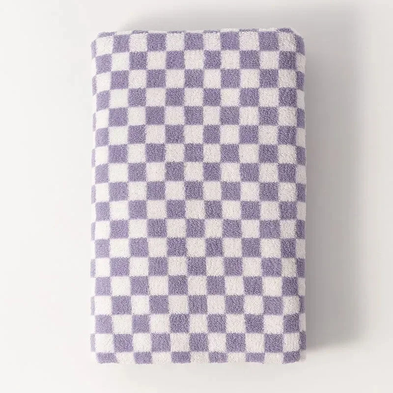 Vintage Plaid Bath Towel Checkerboard