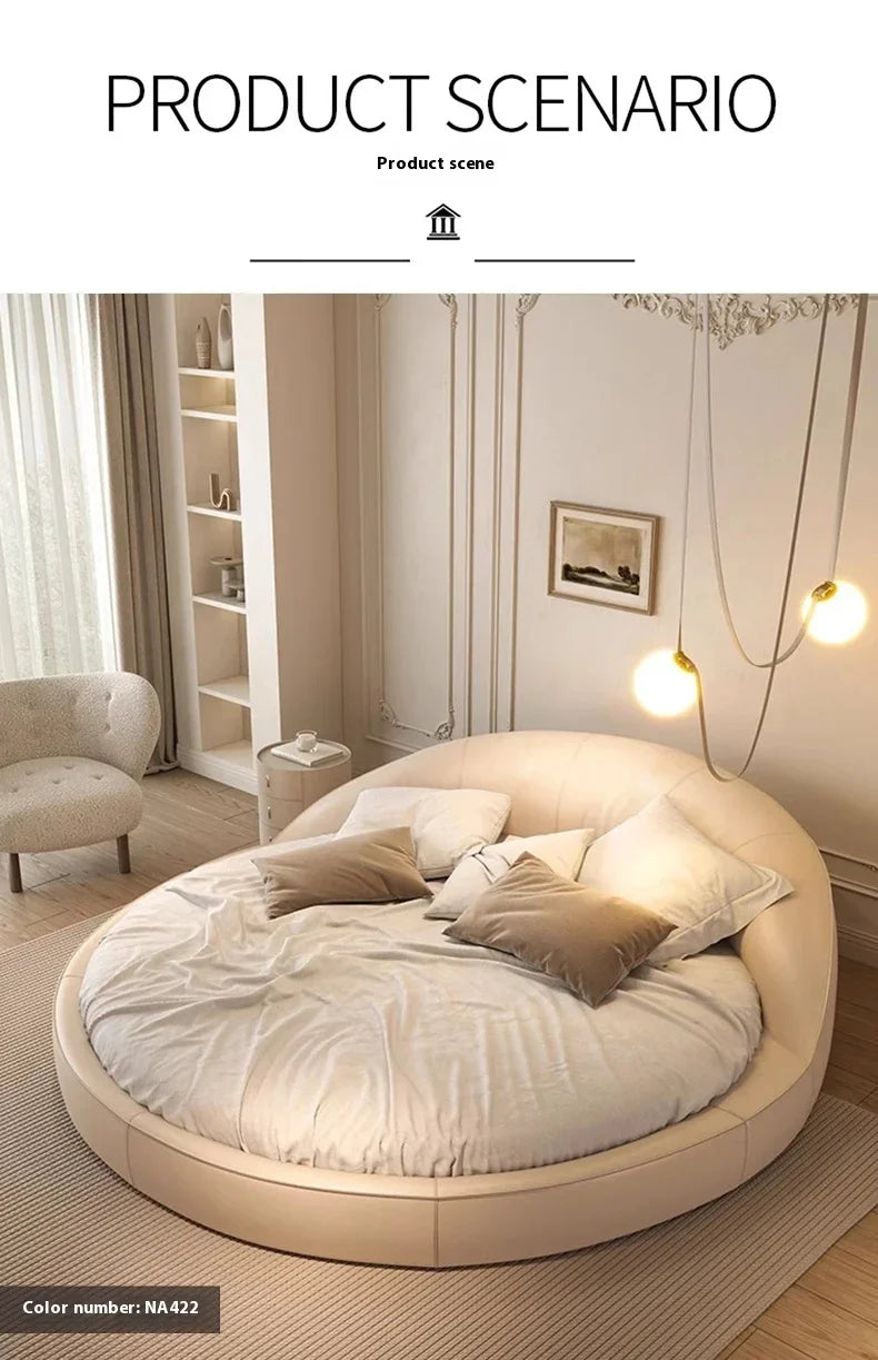 Light Luxury Cream Italian Minimalist Aesthetics Round Bed