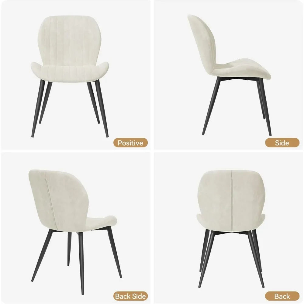 Upholstered Modern Fabric Dining Chairs with Thick Cushions