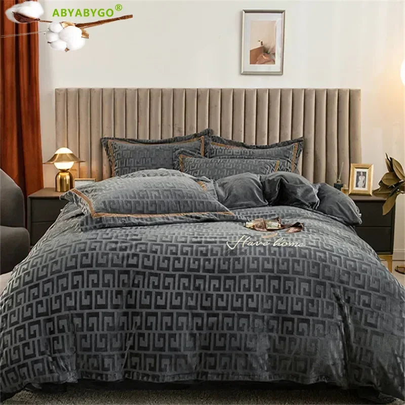Bedding Set Luxury Winter Double Sided Milk Velvet Duvet Covers