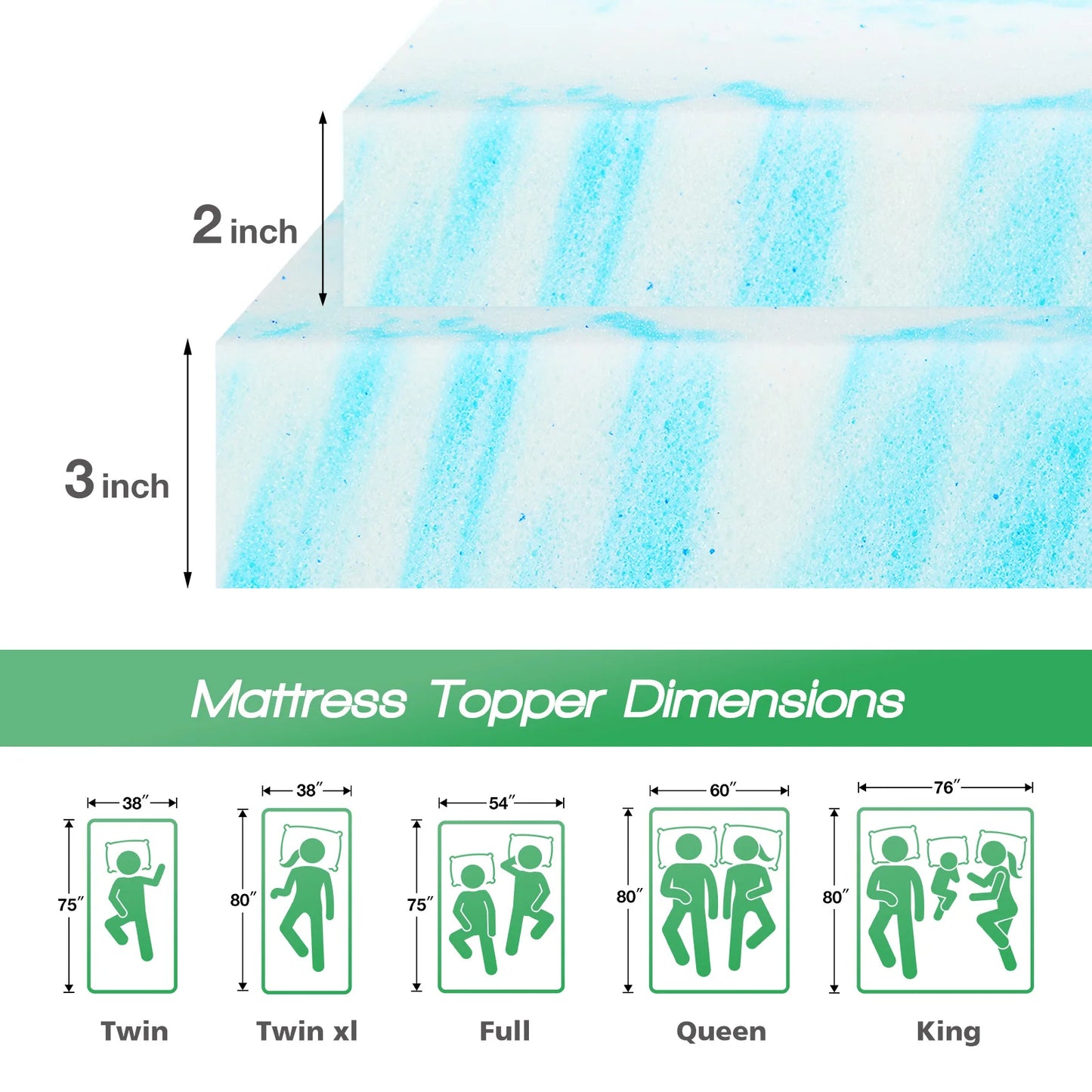 Gel Memory Foam Mattress Topper