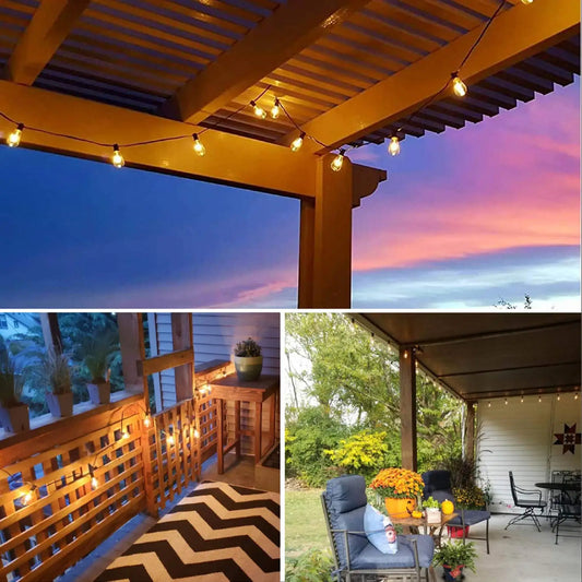 Patio String Garland LED Lights Connectable Waterproof Plastic Bulb