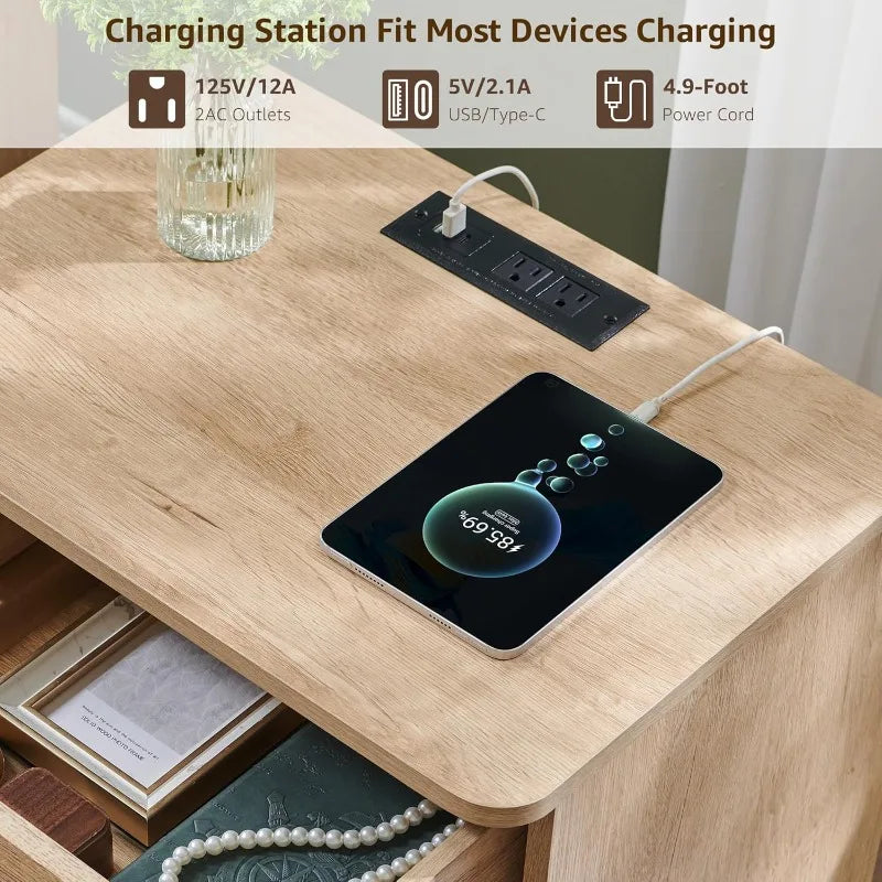 Modern Nightstand with Charging Station