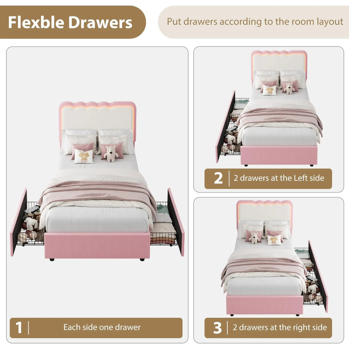Upholstered LED Bed Frame