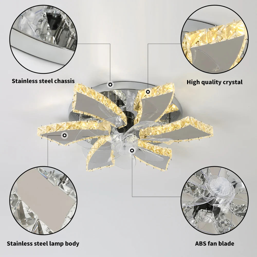 Luxury Crystal Chandelier Modern Ceiling Fan Light